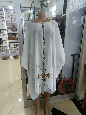 Habesha Cultural Kaftan Dress With Ethiopian Embroidery