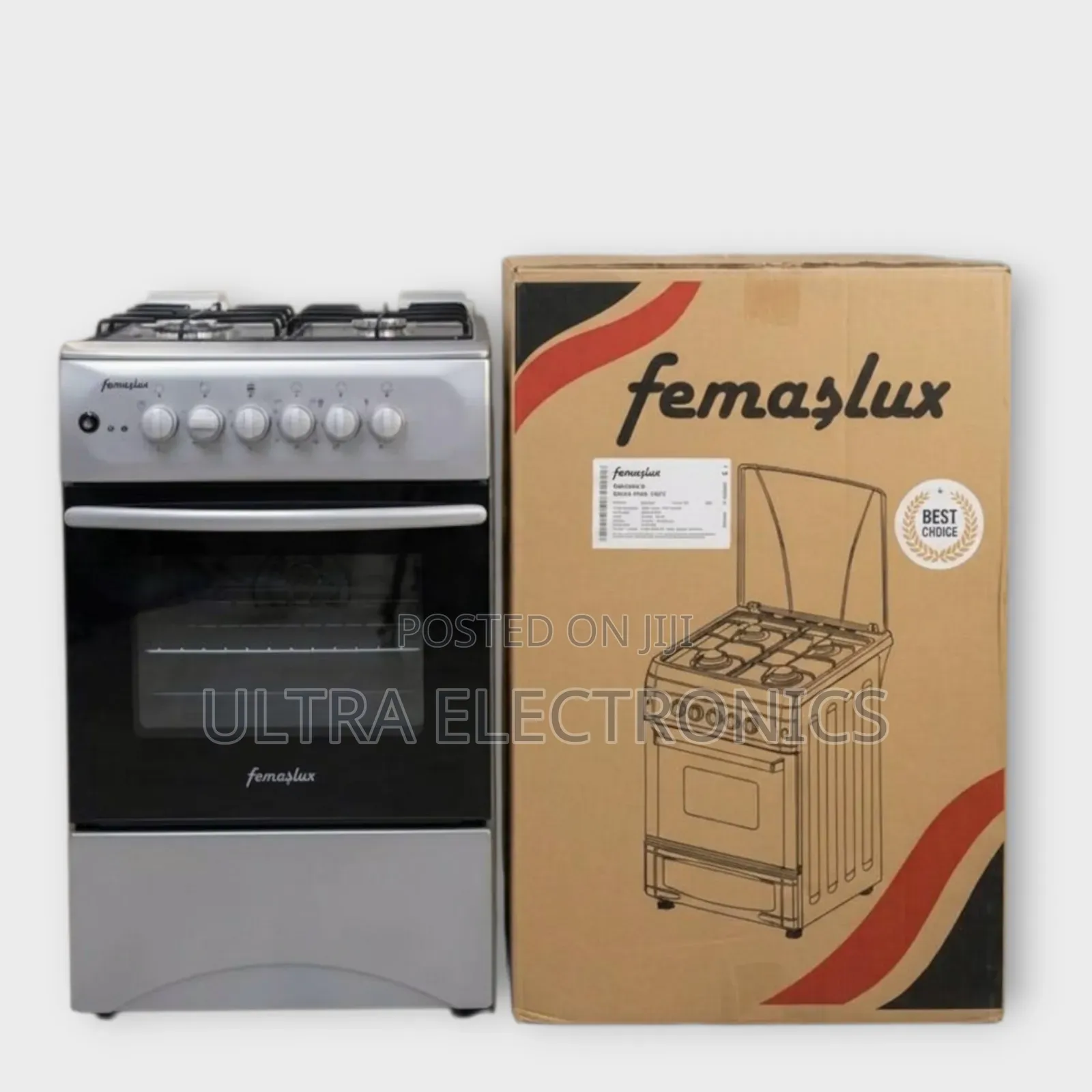 Femaslux 50/50 Freestanding Kitchen Cooker Premium Silver