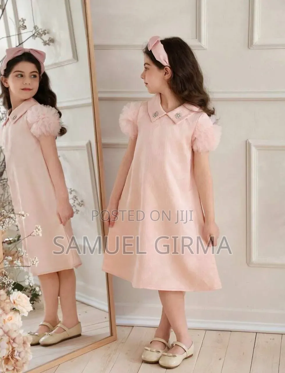 Mk- 0788 Young Girls Puffy Sleeve Elegant Dress Size: 4-7 Year