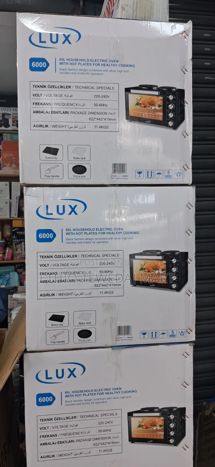 LUX 60L Household Electric Oven With Dual Hot Plates