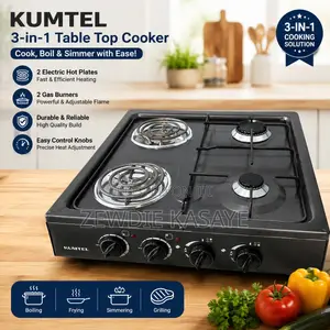 KUMTEL -Burner 2 Gas Cooker 2 Electrical