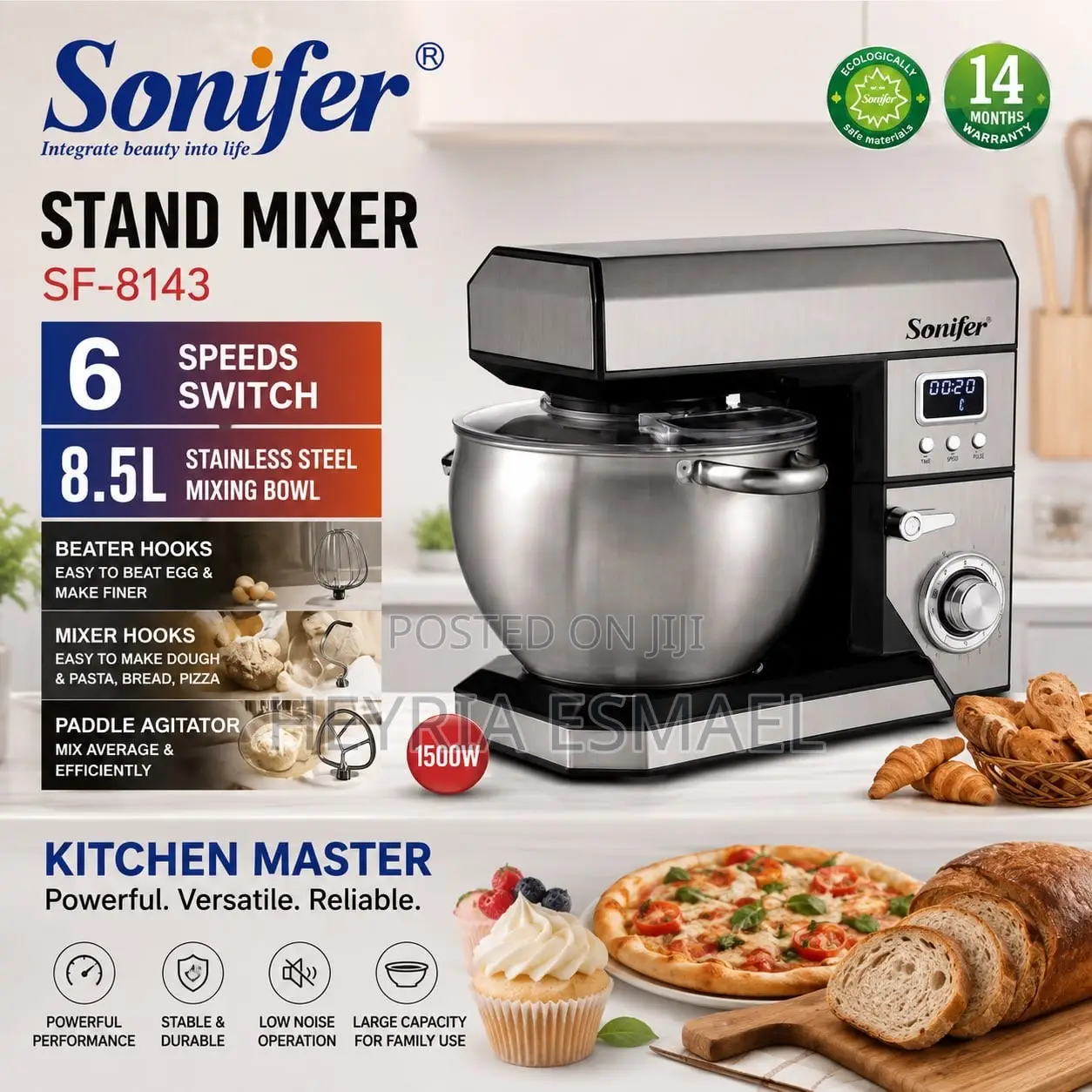Sonifer Stand Mixer SF-8143 –8.5 Liter 