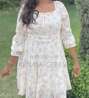 White Floral Fit-and-Flare Dress
