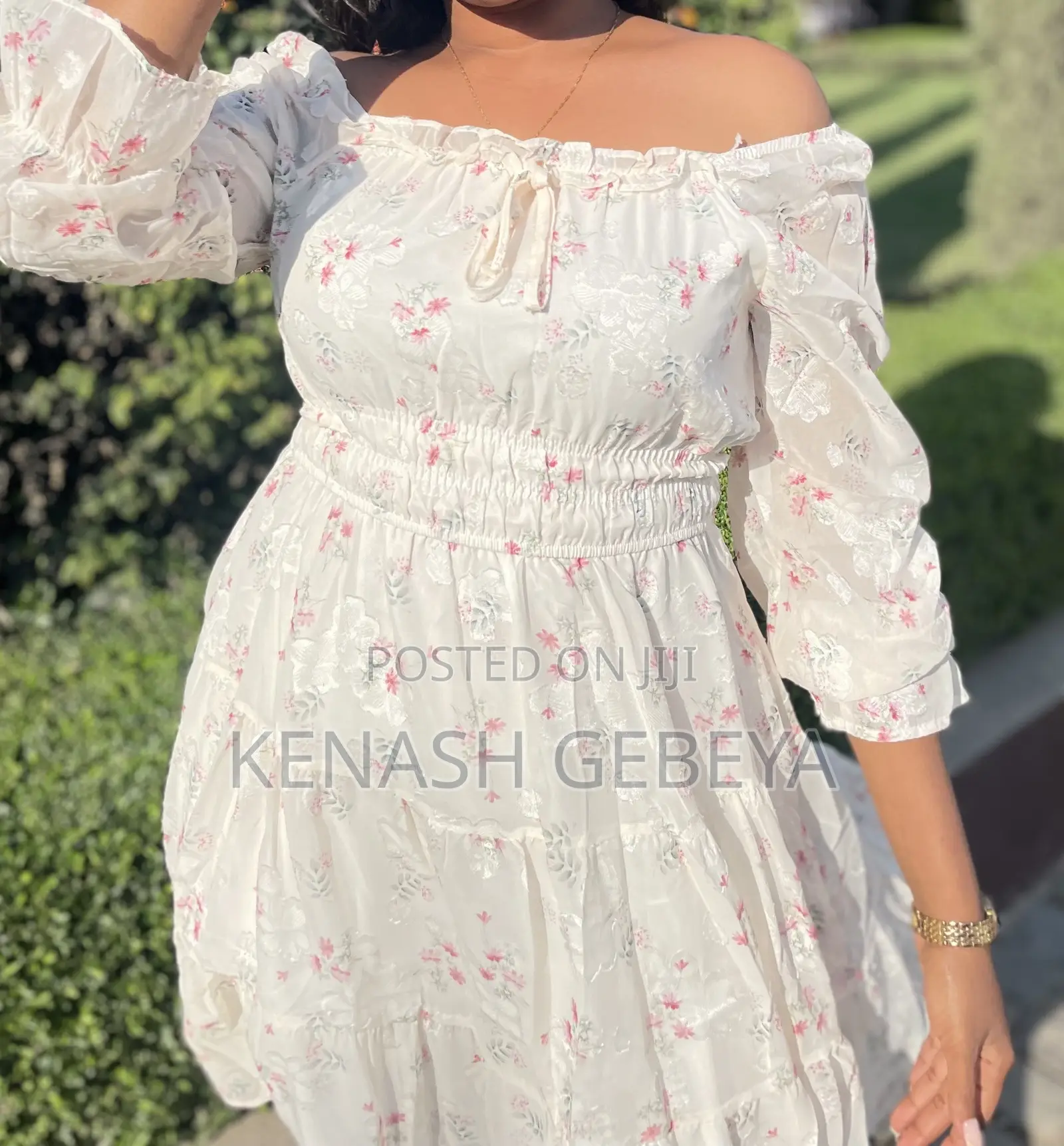 White Floral Fit-and-Flare Dress