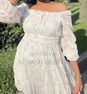 White Floral Fit-and-Flare Dress