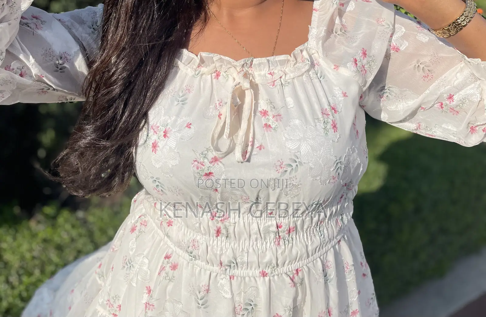 White Floral Fit-and-Flare Dress