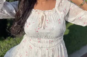 White Floral Fit-and-Flare Dress