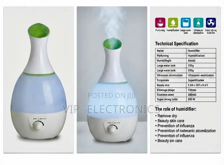 Ultrasonic Cool Mist Humidifier – Water Tank: 3L (1 Gallon) Power: 25W