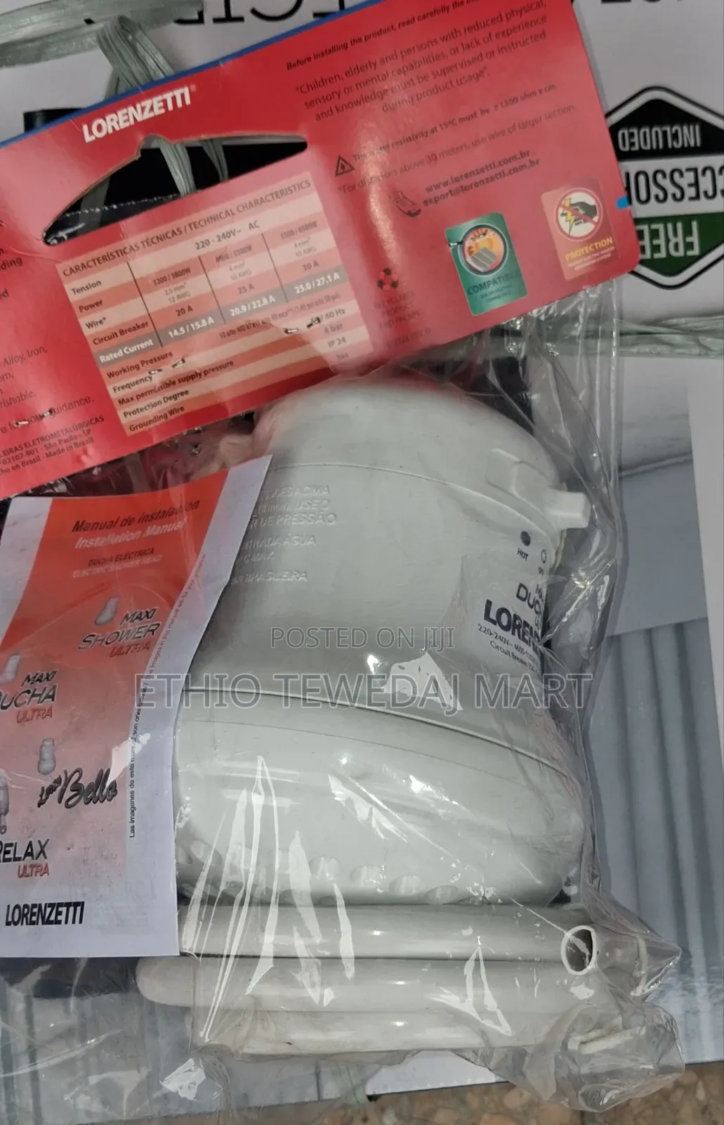 Lorenzetti Maxi Ducha Ultra Electric Instant Water Heater Shower Head