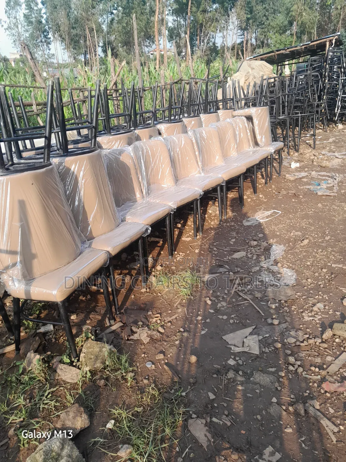 Dining QUALITY Leather With Metal Legs Chairs
