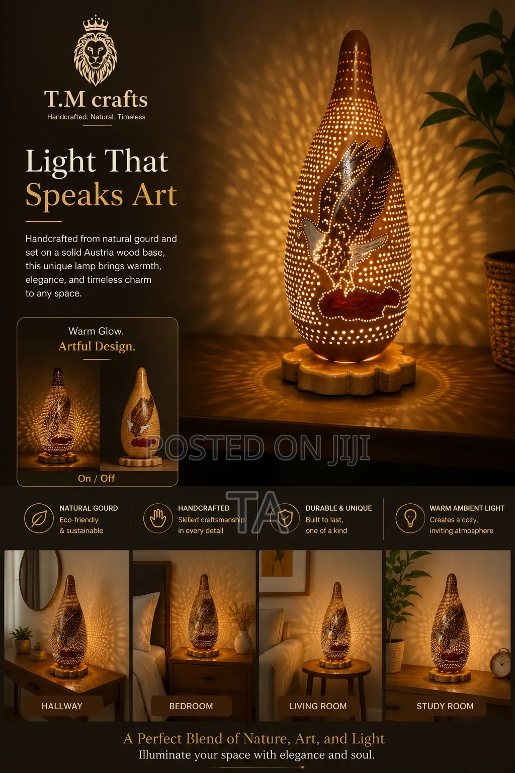 Eagle Ember — Handcrafted Gourd Lamp