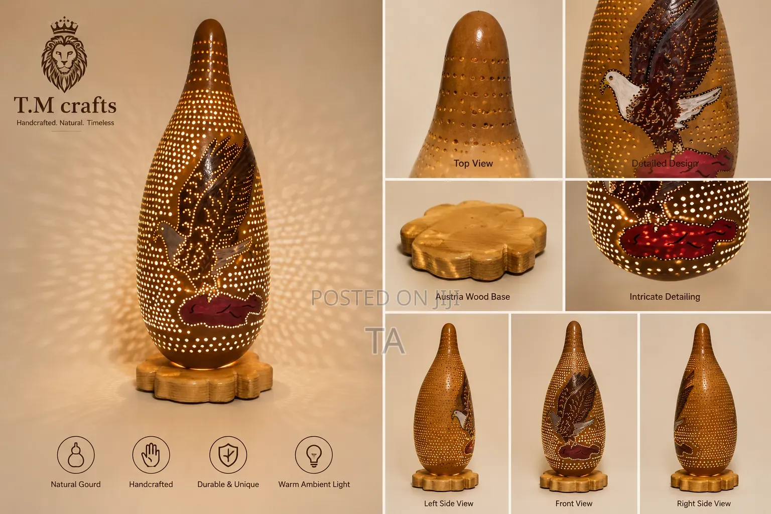 Eagle Ember — Handcrafted Gourd Lamp
