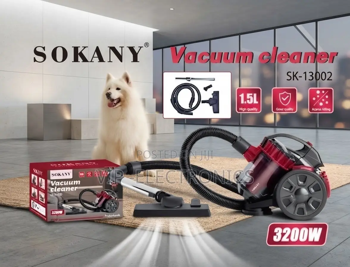 Sokany Vacuum Cleaner, Featuring a Powerful 3200W Motor 1.5L Capacity.