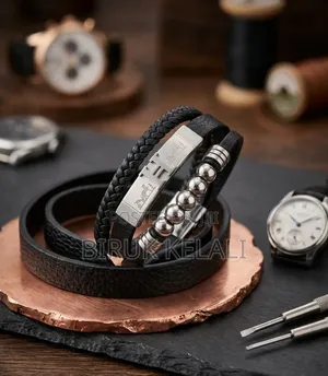 Multilayer Black Braided Leather and Volcanic Lava Stone Bead Bracelet