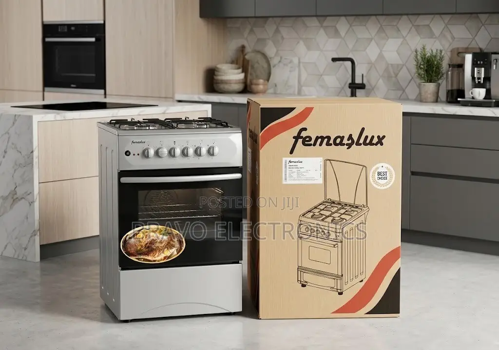 Femeslux 50×50 Freestanding Oven – 2 Gas + 2 Electric, Stainless Steel