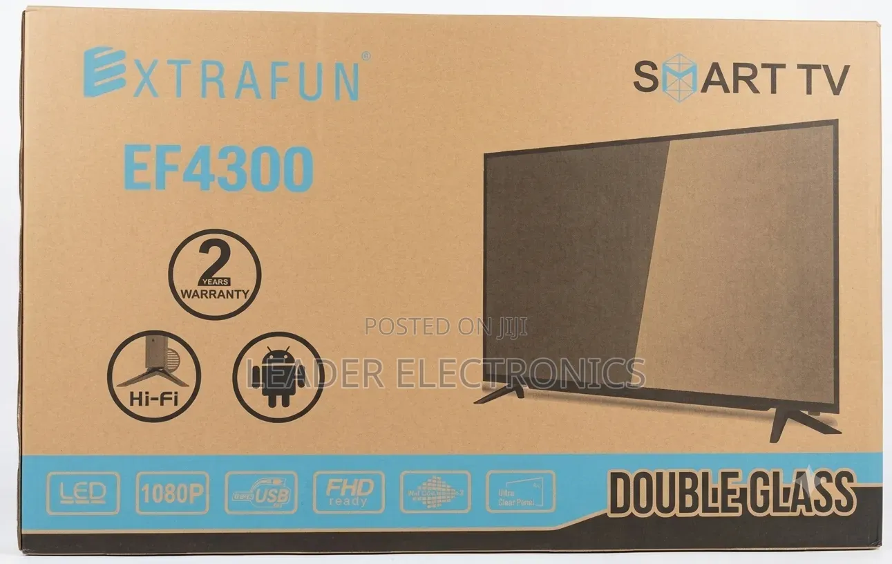 Extrafun TV 43" Smart Android Double Glass 2 Year Warranty