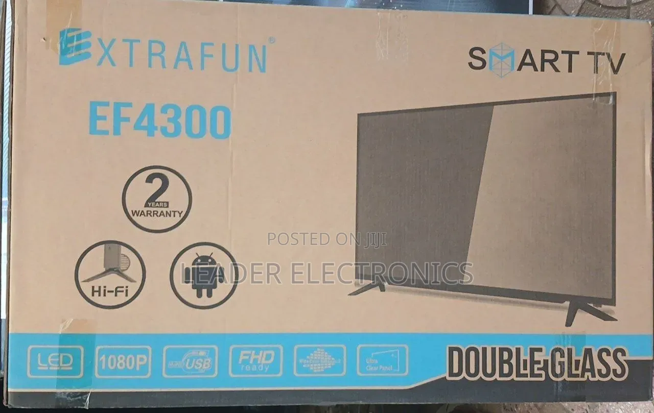 Extrafun TV 43" Smart Android Double Glass 2 Year Warranty
