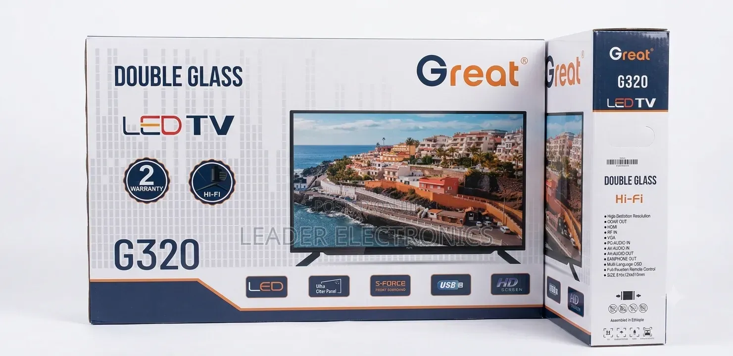 Great TV 32" LED TV – Double Glass Design Clear Picture Stylish Look