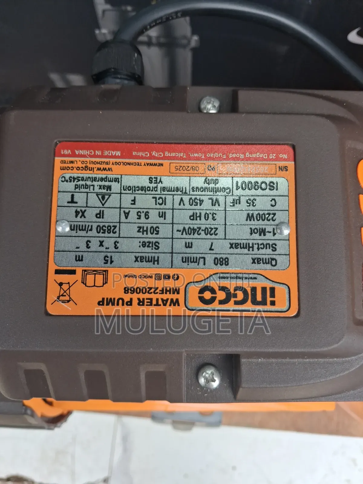 Incco Serfase Pump 3hp 3"×3"