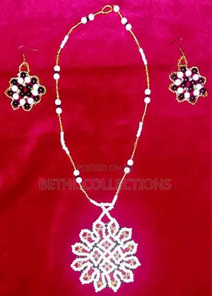Handmade Beaded Necklace and Earrings Set