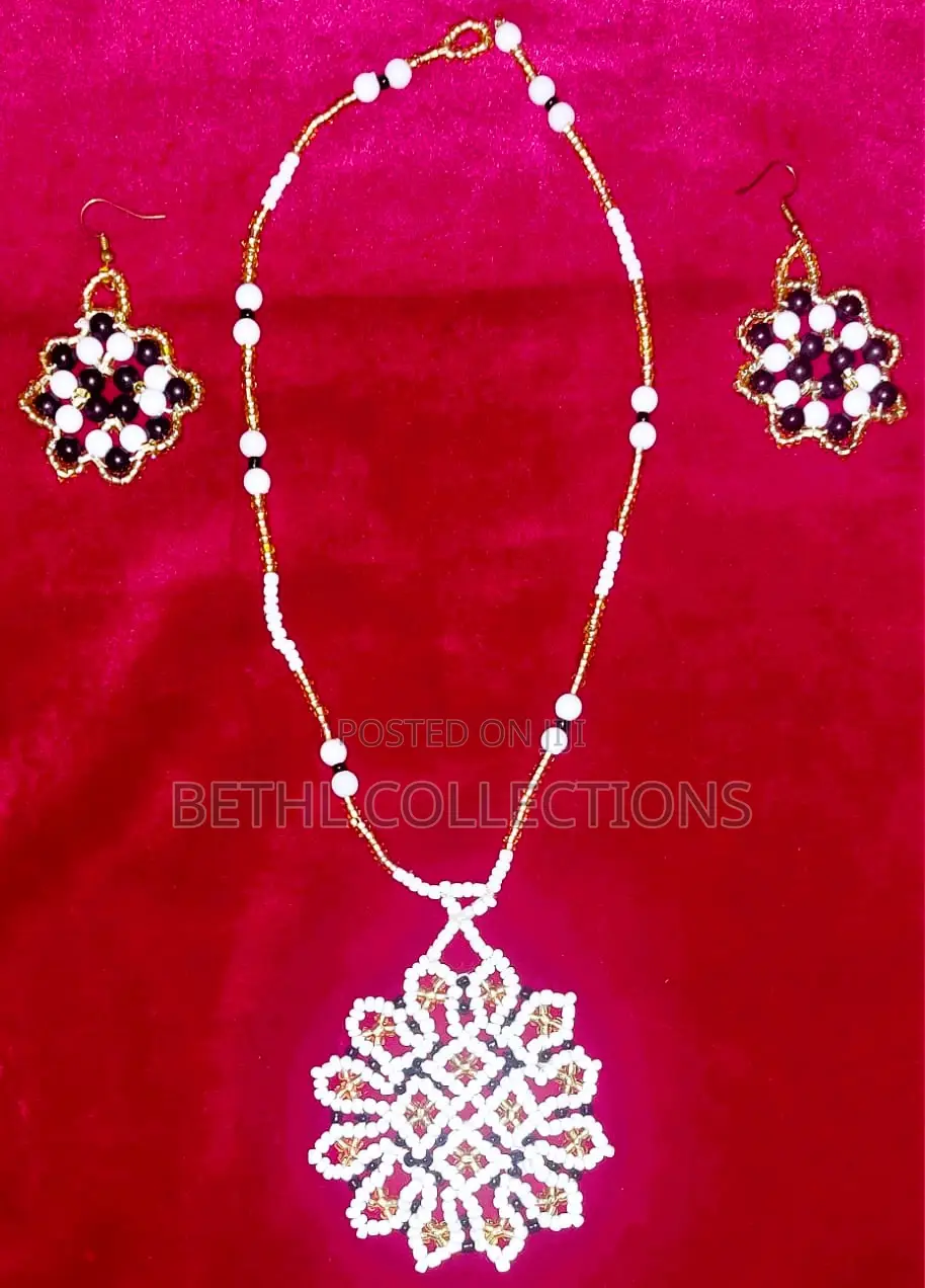 Handmade Beaded Necklace and Earrings Set