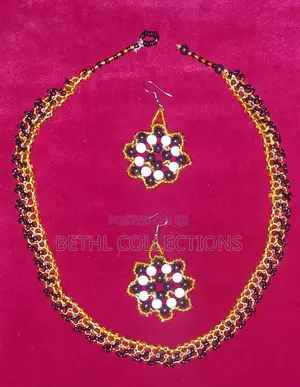 Handmade Beaded Necklace and Earrings Set