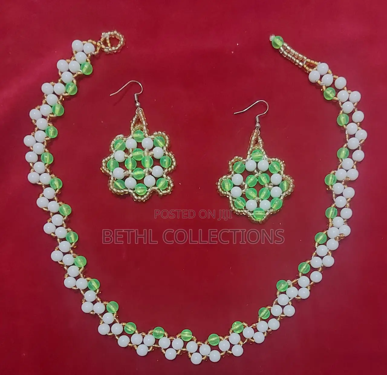 Handmade Beaded Necklace and Earrings Set