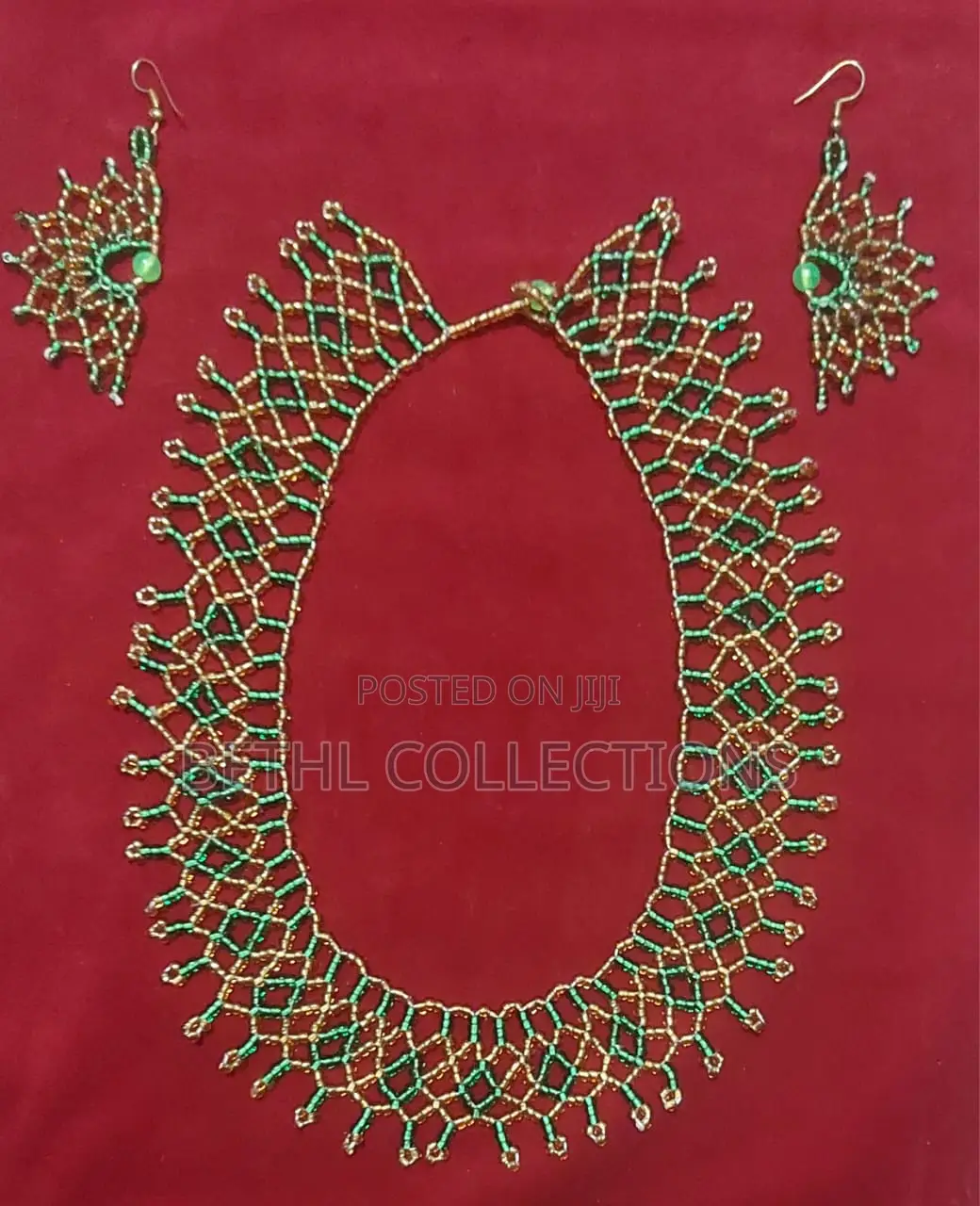 Handmade Beaded Necklace and Earrings Set