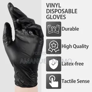 Disposable Black Vinyl Multi-Purpose Gloves