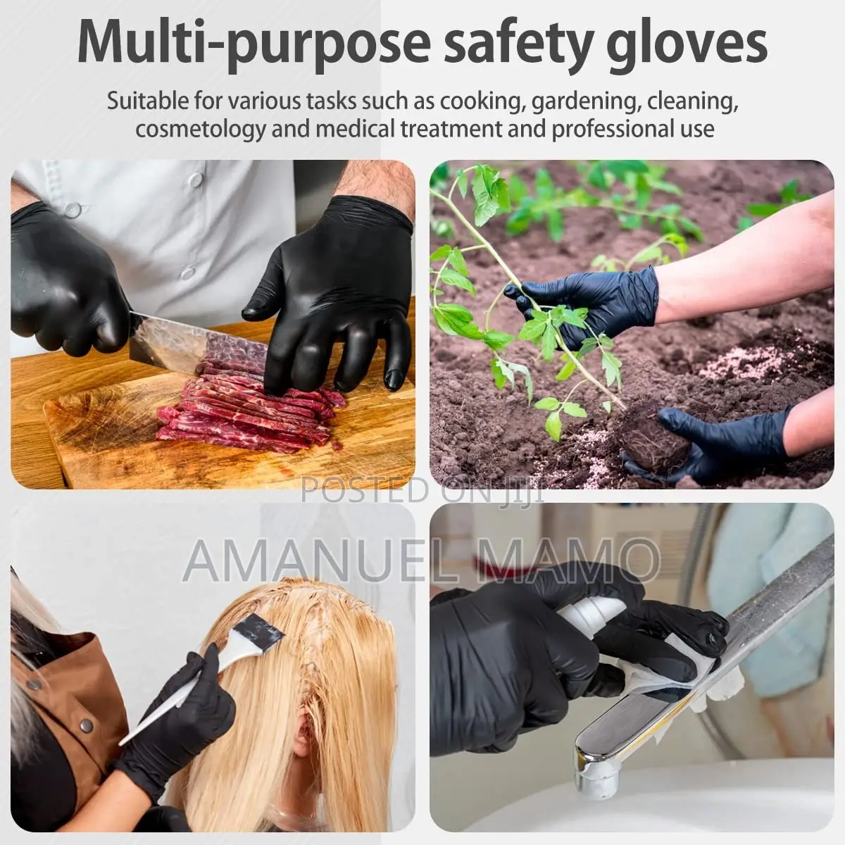 Disposable Black Vinyl Multi-Purpose Gloves