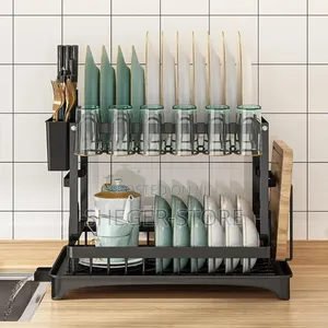 Stainless Steel Multifunctional Utensil Storage Rack የወጥ ቤት ዕቃዎች ማድረቂያ