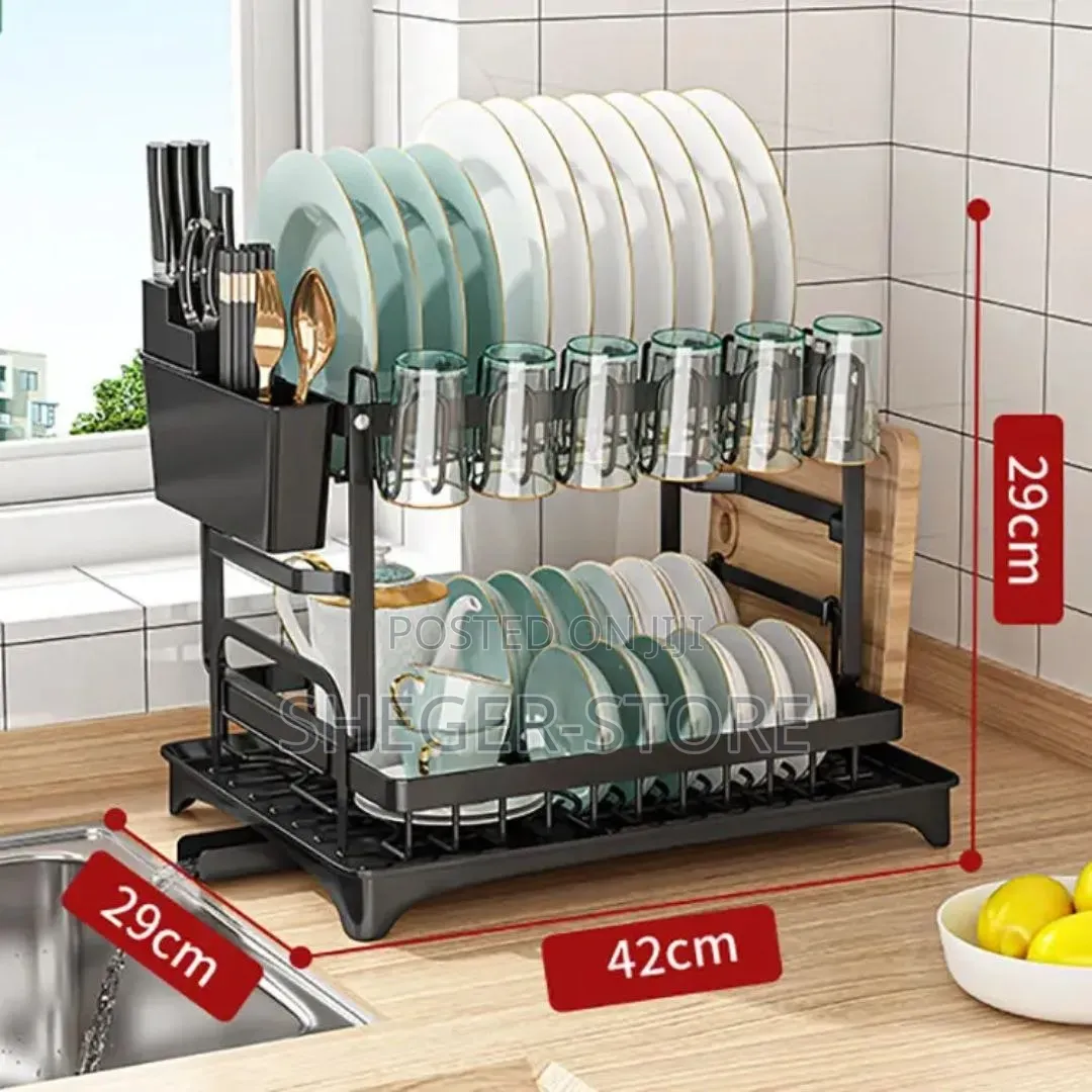 Stainless Steel Multifunctional Utensil Storage Rack የወጥ ቤት ዕቃዎች ማድረቂያ