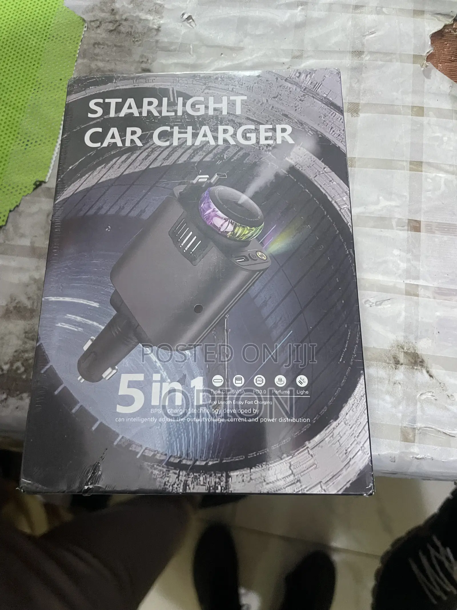 5-in-1 Starlight Car Charger | Fast Charging + Perfume + LED Light