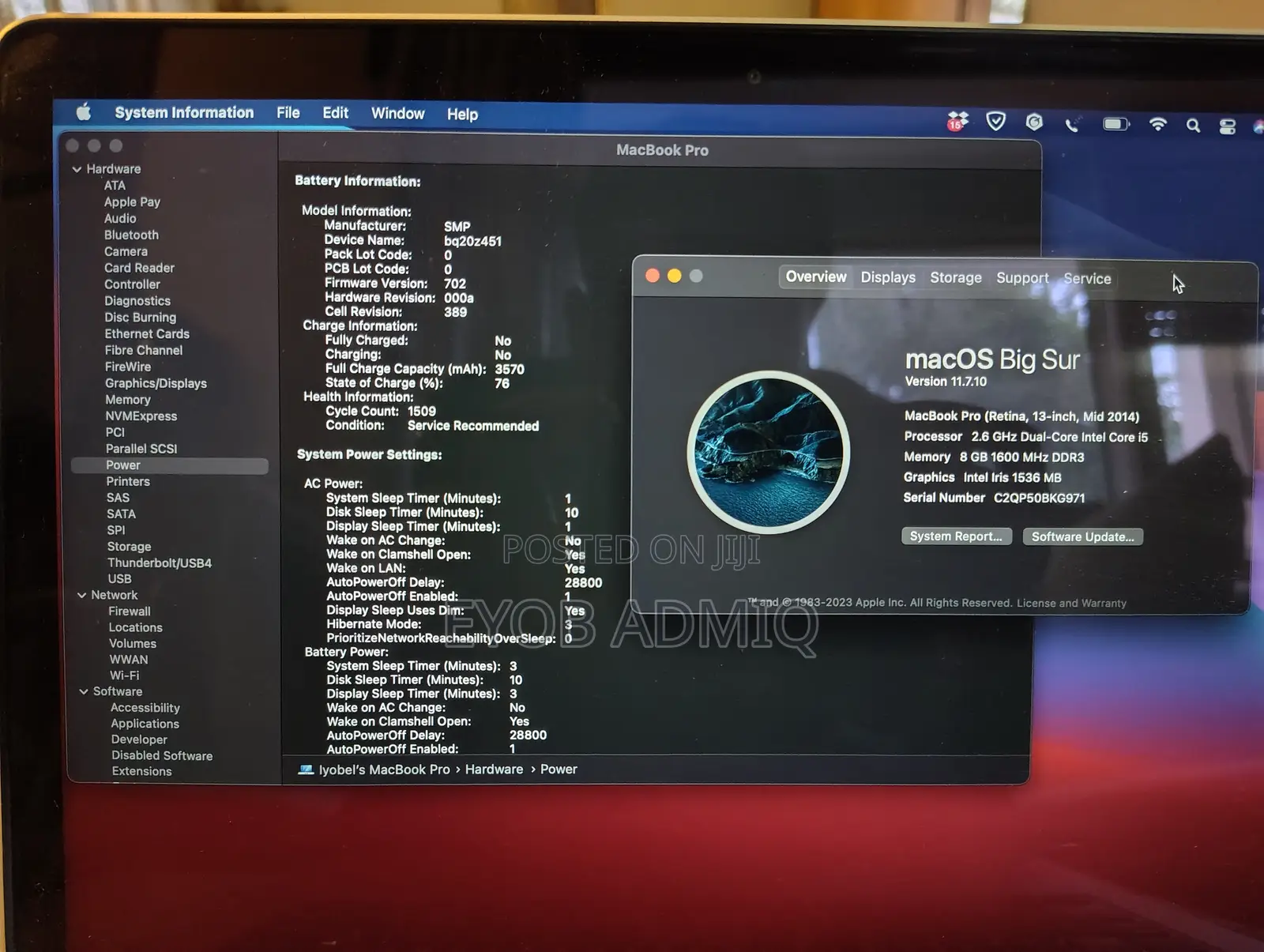 Laptop Apple MacBook Pro 2014 8GB Intel Core i5 SSD 256GB
