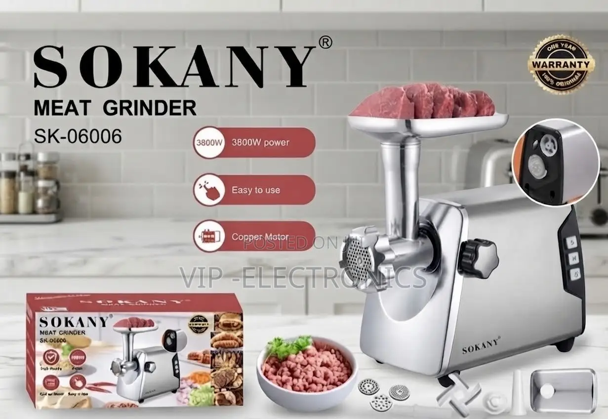 Sokany Meat Grinder – 3800W Copper Motor