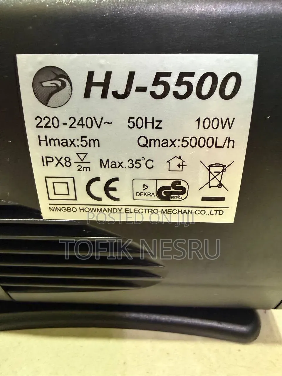 Watering Faunten Pump የውሀ ፋውንቴን ፓምፕ Model HJ-5500 100w 1"