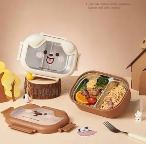 Cute Puppy Themed Stainless Steel Partitioned Bento Lunch Box