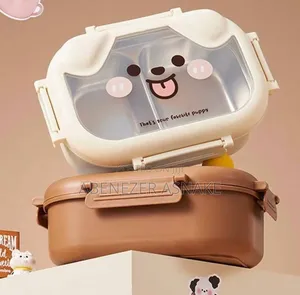 Cute Puppy Themed Stainless Steel Partitioned Bento Lunch Box