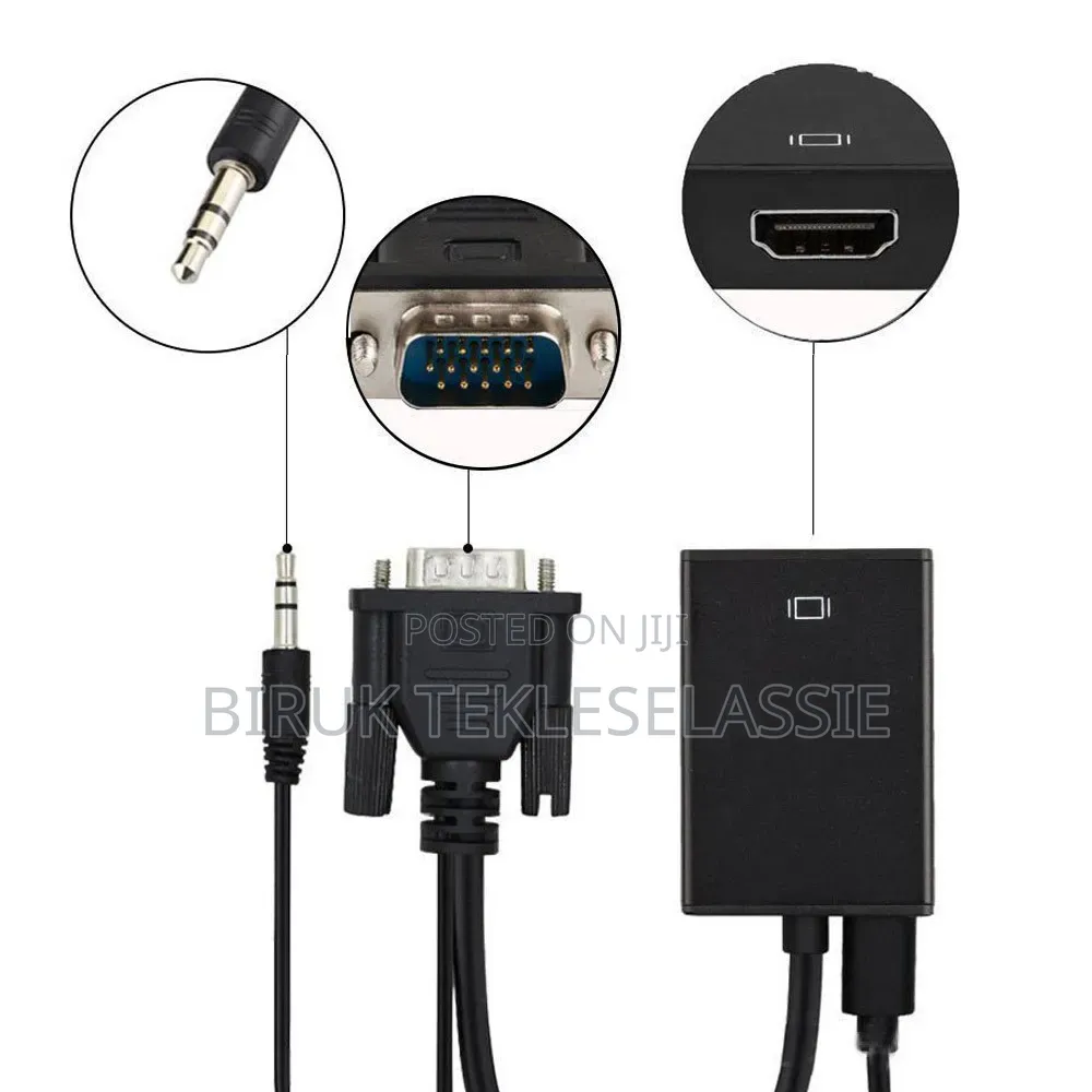 VGA TO HDMI Converter Audio Video Cable Adapter VGA Input Output