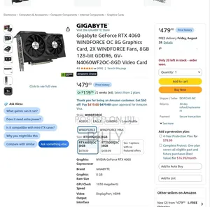 Graphics Card Gigabyte OC RTX 4060 8GB