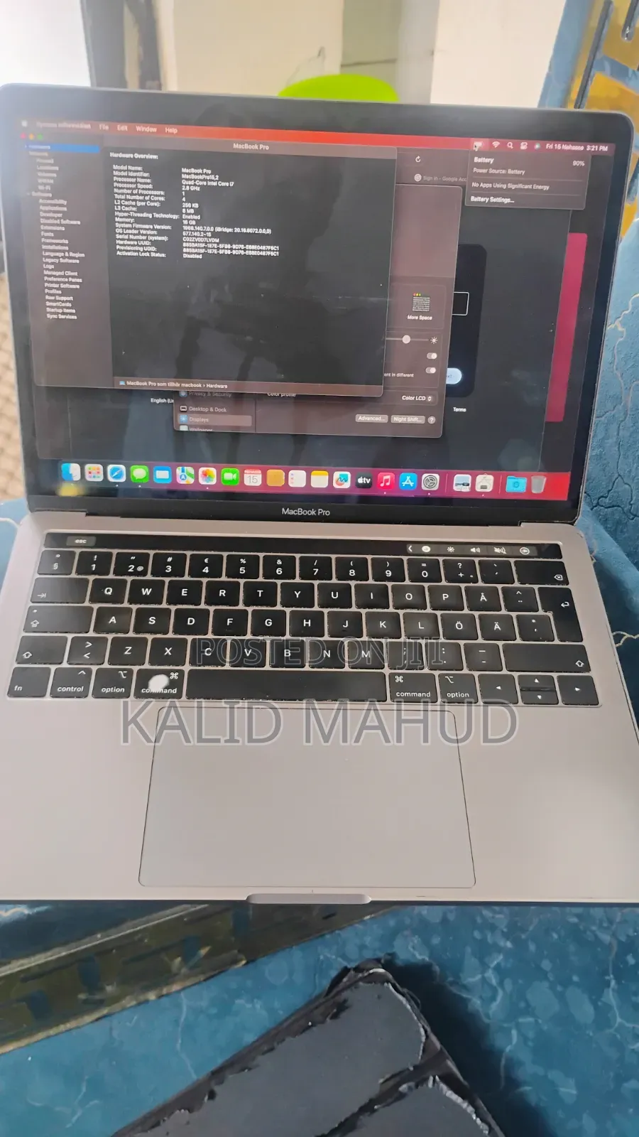 Laptop Apple MacBook Pro 2019 16GB Intel Core i7 SSD 512GB