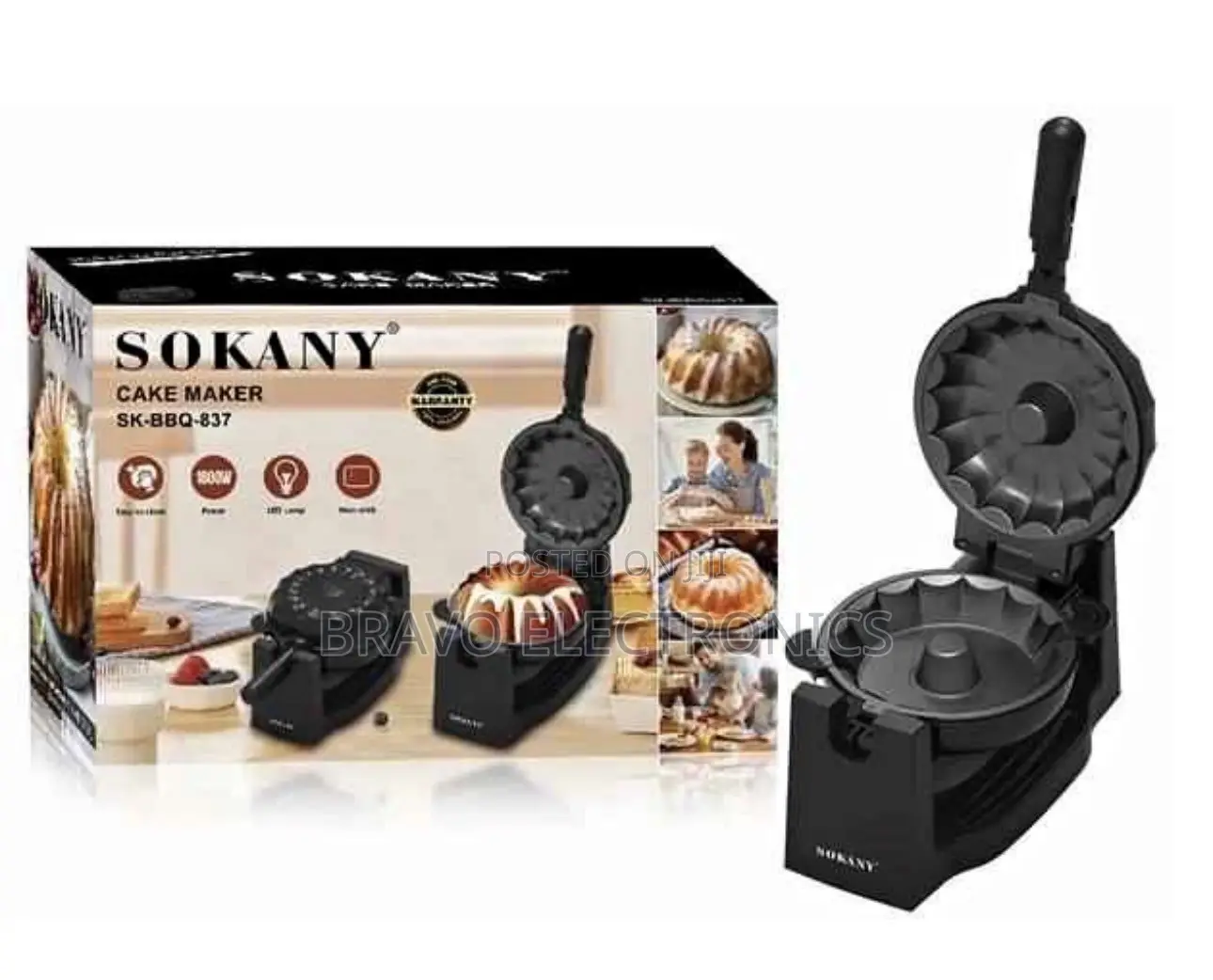 Sokany Cake Maker SK-BBQ-837. Designed With a 1800W Powerful Heating