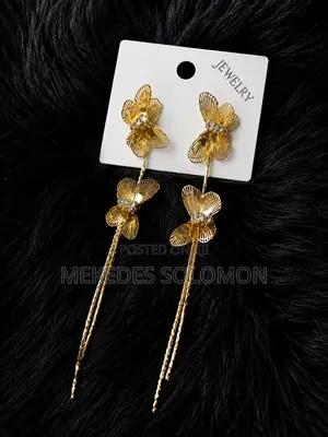 Elegant Gold Butterfly Long Drop Earrin
