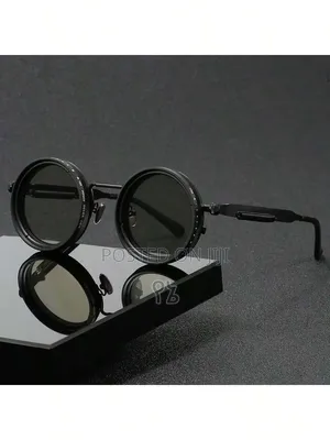 Rotary 9-Level Adjustable Tint Round Lens Fashion Sunglasses