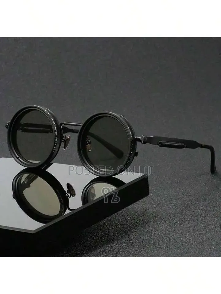 Rotary 9-Level Adjustable Tint Round Lens Fashion Sunglasses