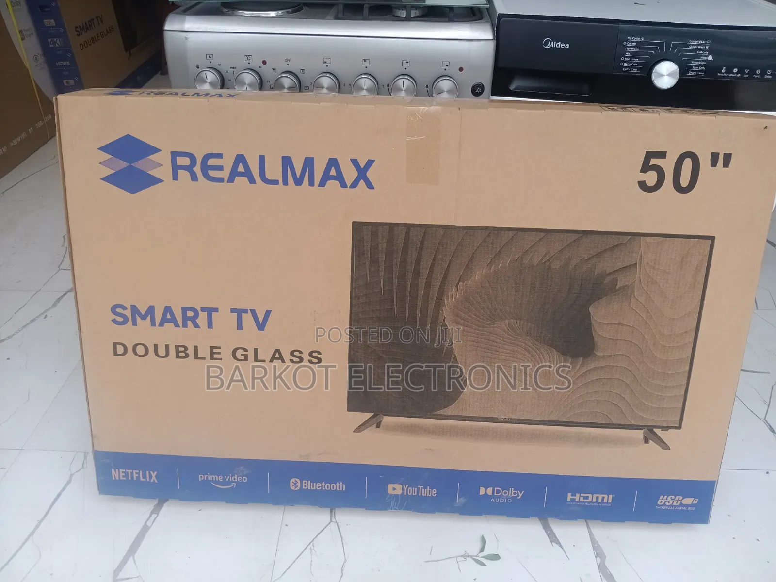 Realmax Smart TV 50 Inch Doubel Helass Secrin 2026 Hifi Speaker And