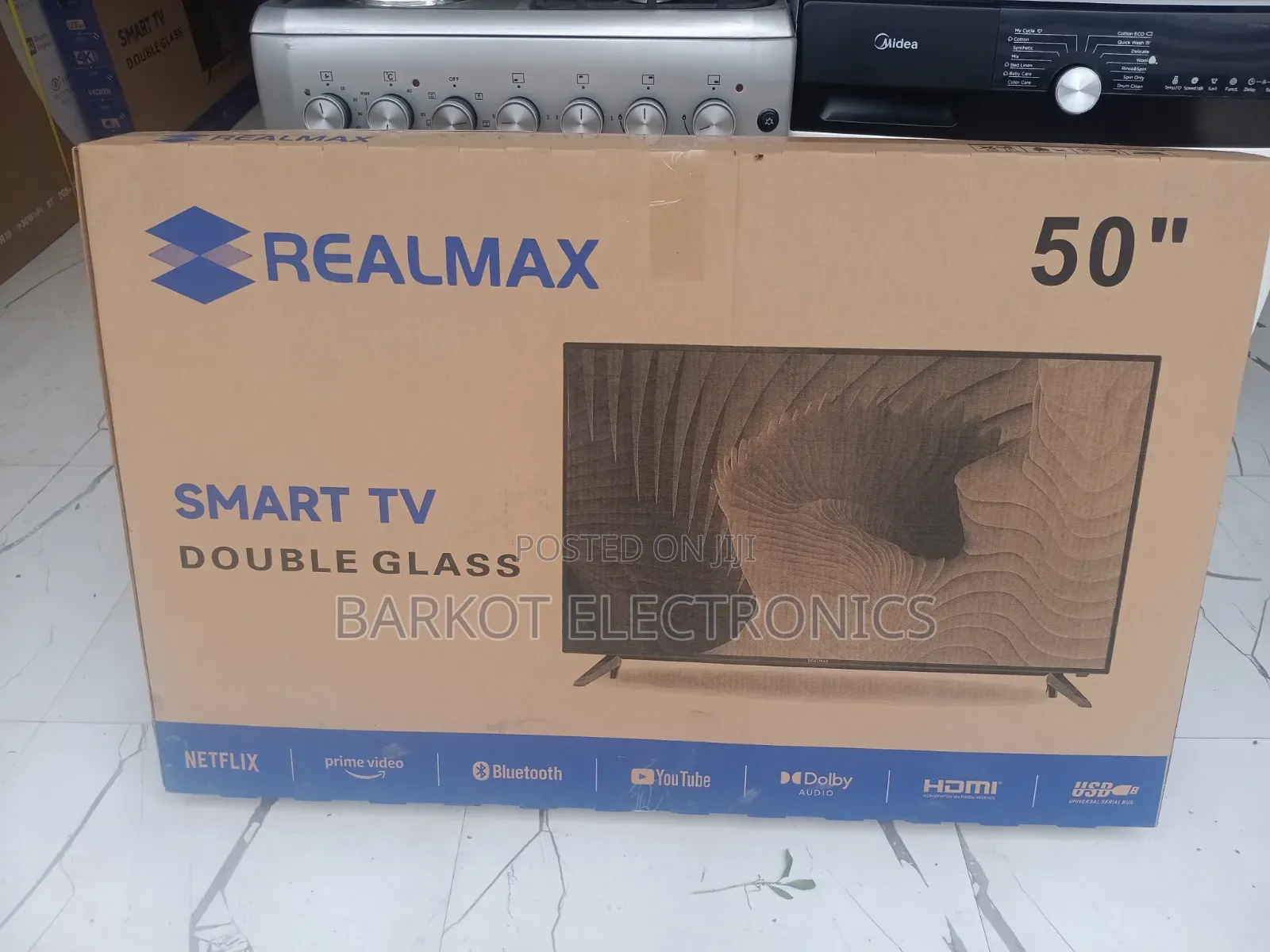 Realmax Smart TV 50 Inch Doubel Helass Secrin 2026 Hifi Speaker And