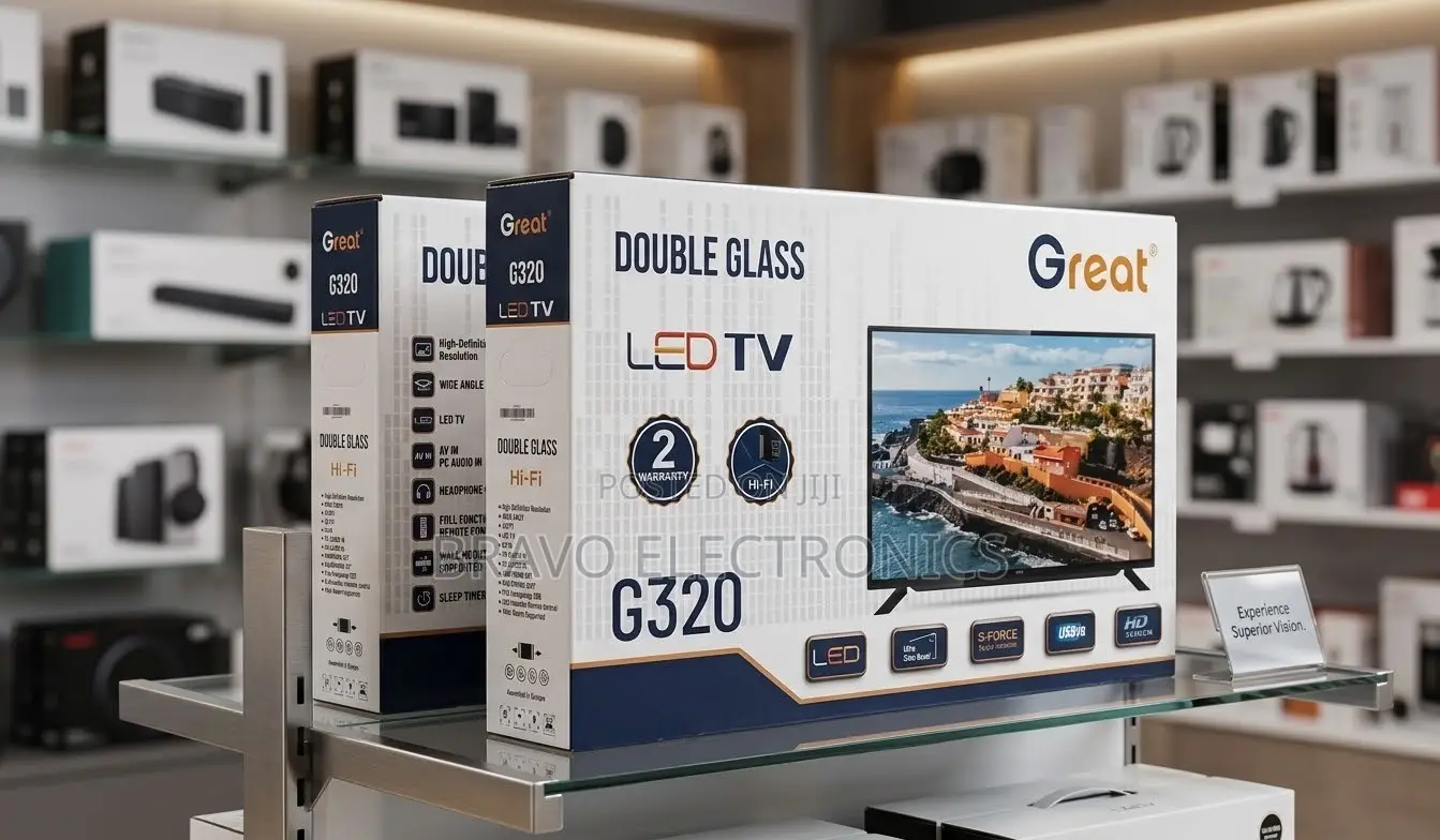 Great TV 32” LED - Double Glass Design Clear Picture