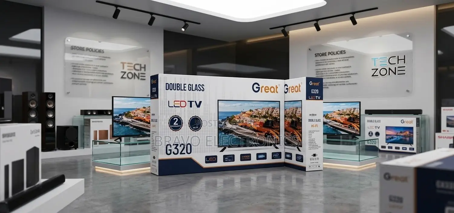 Great TV 32” LED - Double Glass Design Clear Picture