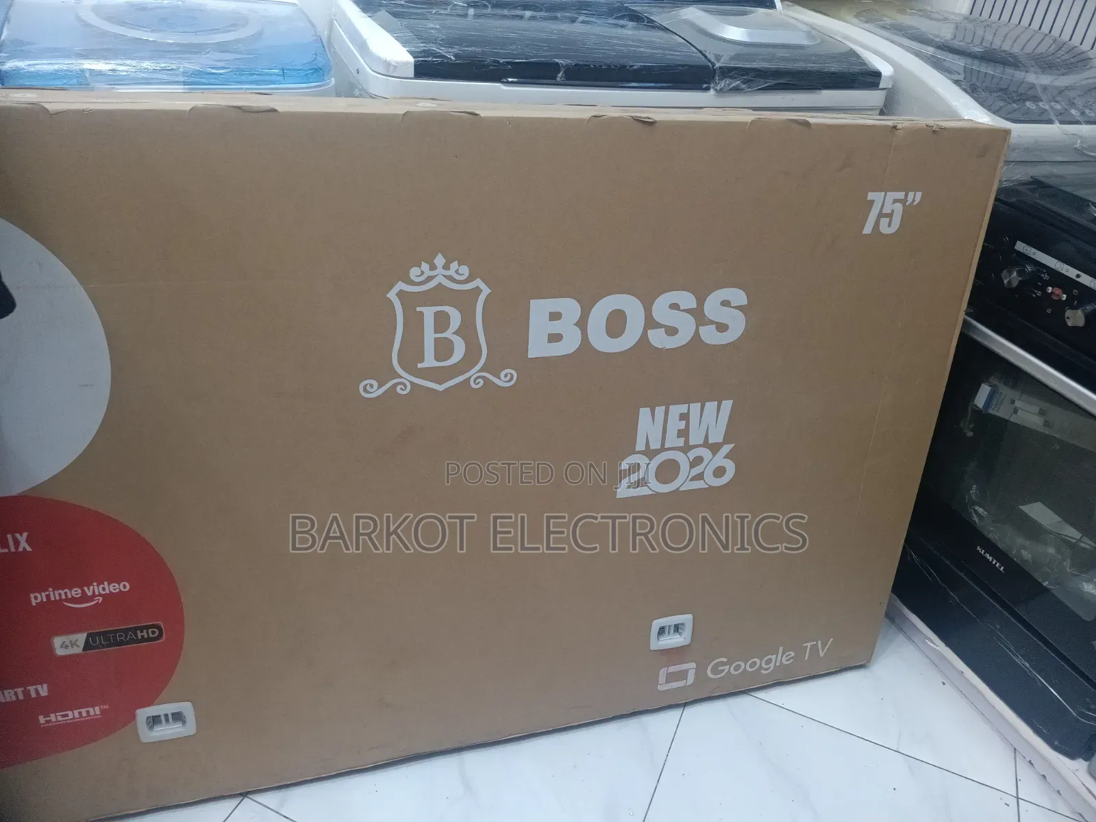 BOSS SMART QLED TV 75 INCH Googel TV Adis 2026 Hifi Speaker Framless